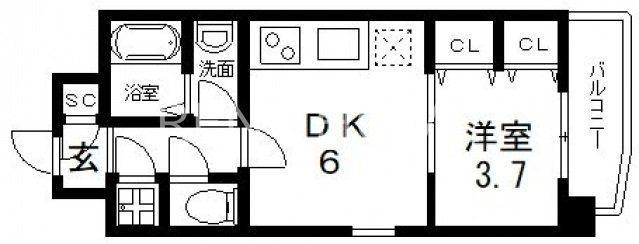 パラゴン布施駅前(1DK/6階)の間取り写真