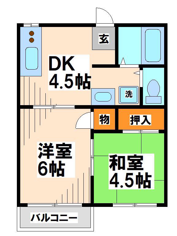 スプリームI(2DK/2階)の間取り写真