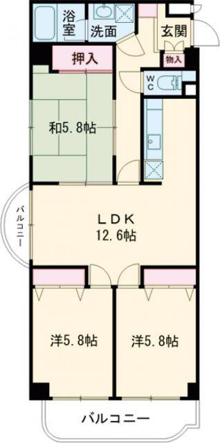 エクセレント岩沼(3LDK/4階)の間取り写真