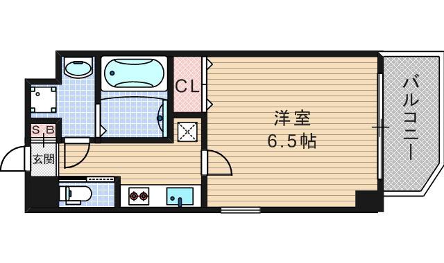 ララプレイス京町堀プロムナード(1K/6階)の間取り写真