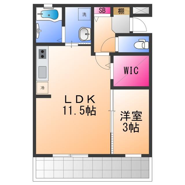 アドマス鶴原E棟(1LDK/3階)の間取り写真