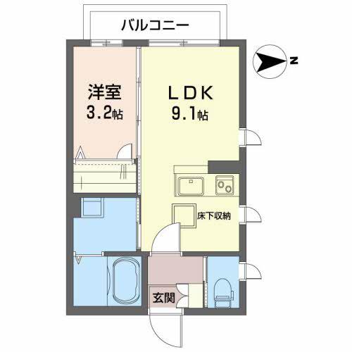 アムールコートVA(1LDK/1階)の間取り写真