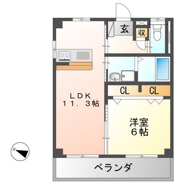 エミネンス(1LDK/3階)の間取り写真