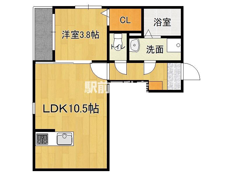 石丸3丁目AP仮(1LDK/1階)の間取り写真