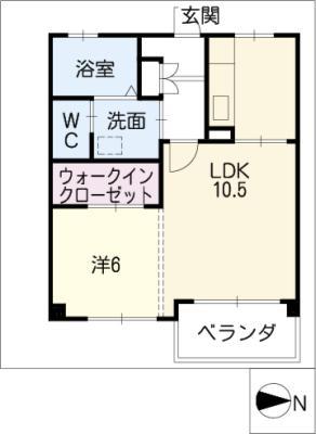 彌代乃郷(1K/1階)の間取り写真