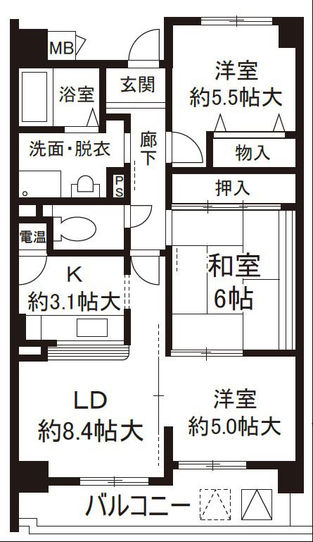 メゾンフロマージュ関目(3LDK/4階)の間取り写真
