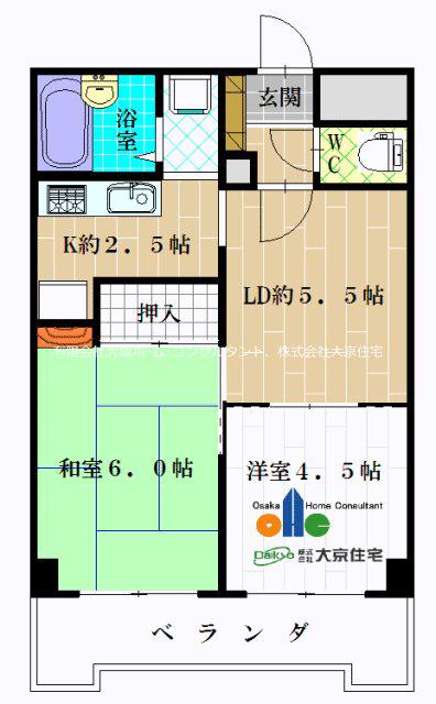 シティコートルーエ(2DK/5階)の間取り写真