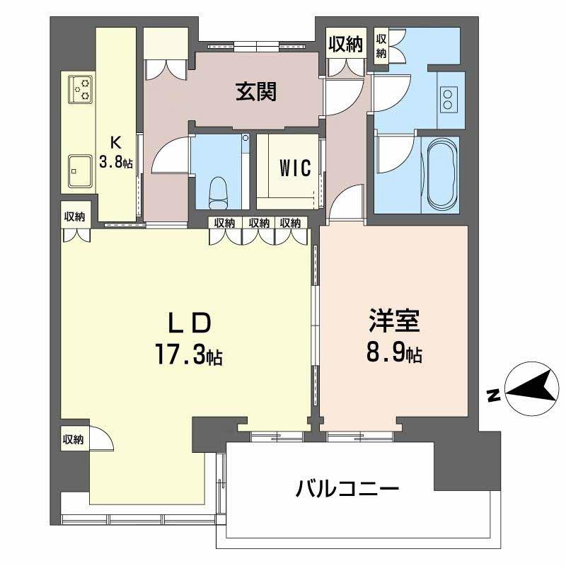 グラングリーン大阪 THE ノース RESIDENCE(1LDK/30階)の間取り写真
