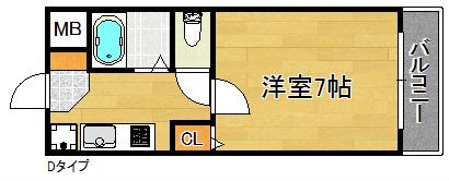 ロジュマン泉佐野(1K/6階)の間取り写真