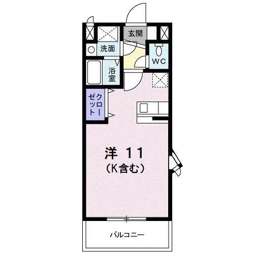 アーデントインプレスA(ワンルーム/2階)の間取り写真