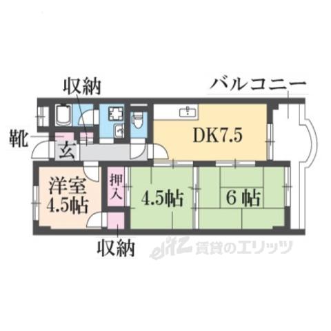 マーベリック横小路(3DK/2階)の間取り写真