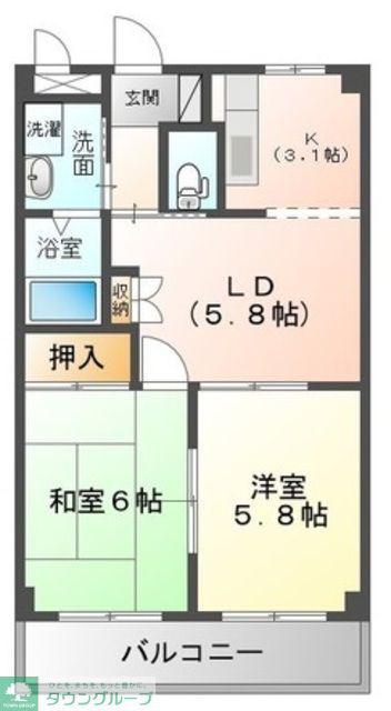 エルガーデン(2DK/2階)の間取り写真