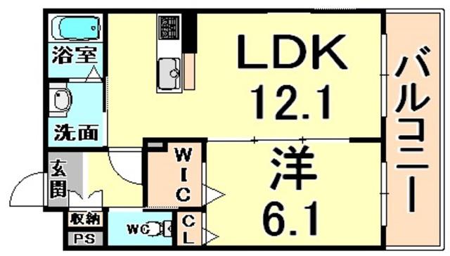 CLIFTON COURT(1LDK/1階)の間取り写真