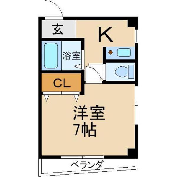 フローレ枚方(1K/2階)の間取り写真