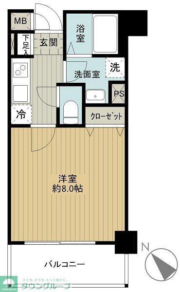 グリフィン新横浜・伍番館(1K/7階)の間取り写真