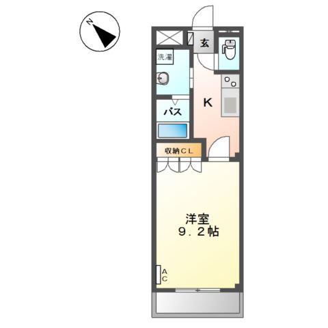 サンパレス日進(1K/2階)の間取り写真