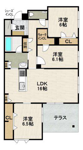 CELFENA 宝塚・川面 HAUTDEGAMME(3LDK/1階)の間取り写真