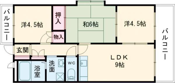ゼニスコート(3LDK/2階)の間取り写真