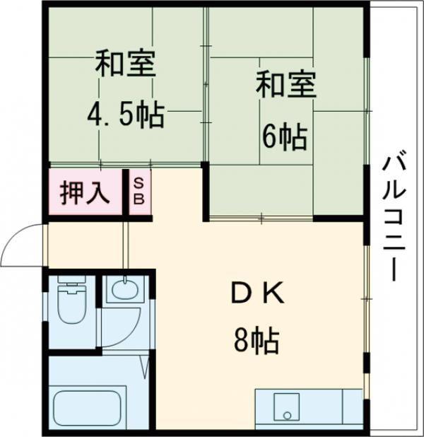 クレール西明石(2DK/3階)の間取り写真
