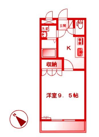 フラワリーヒル(1K/2階)の間取り写真
