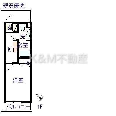 クオーレ北小金(1K/1階)の間取り写真