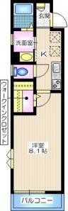 リレントハウス花方(1K/2階)の間取り写真
