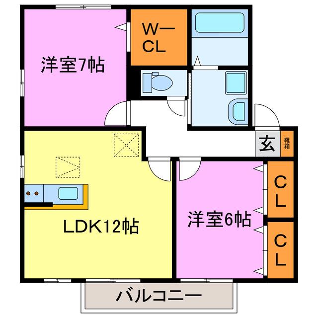 リビングタウン水口(2LDK/1階)の間取り写真
