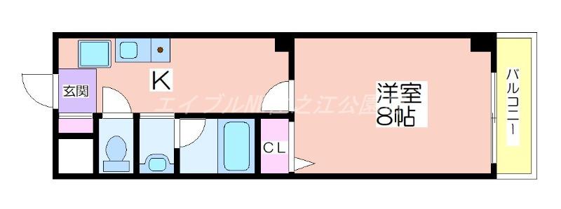 ヴィラスミノエ(1K/3階)の間取り写真
