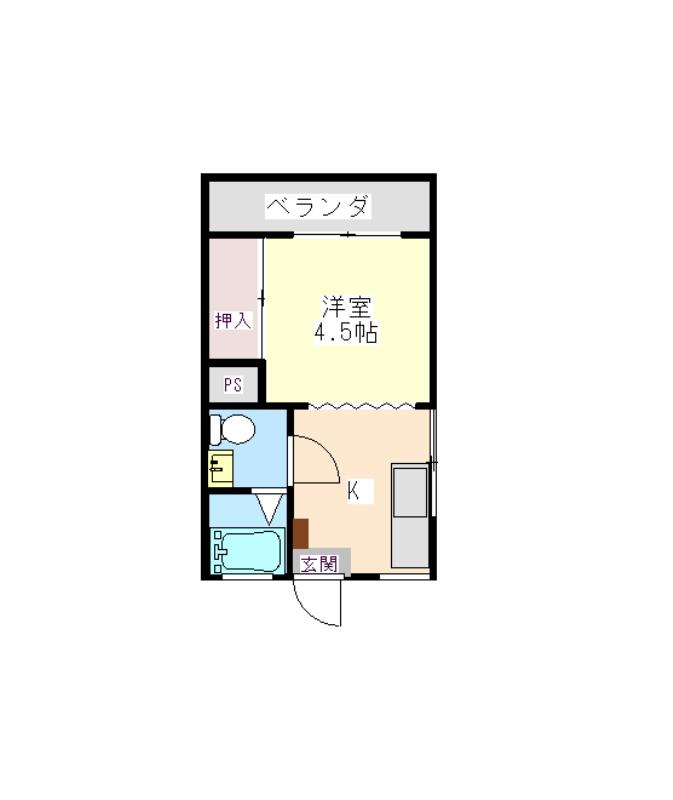 奈良県御所市大広町 貸戸建て(1K/4階)の間取り写真