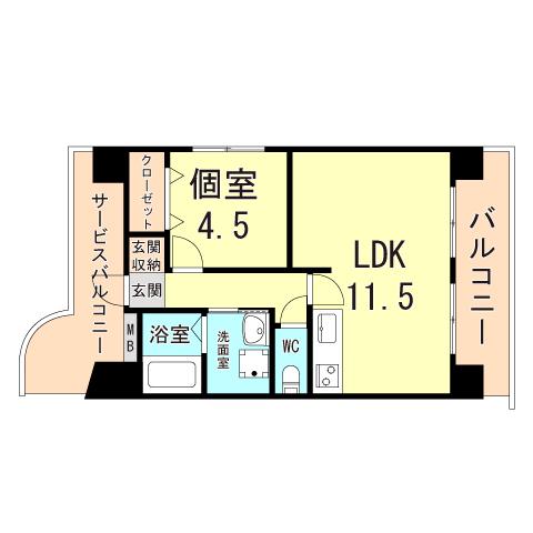 甲南第三サンコーポラス(1LK/3階)の間取り写真