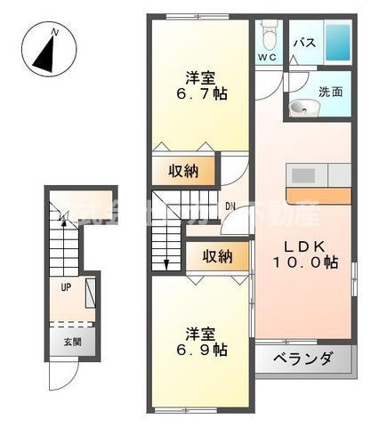 マジェスティ(2LDK/2階)の間取り写真
