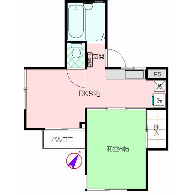 斉藤マンション(1DK/2階)の間取り写真
