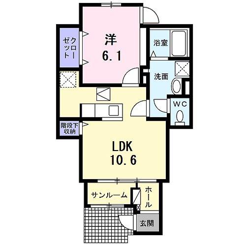 ミラージュ(1LDK/1階)の間取り写真