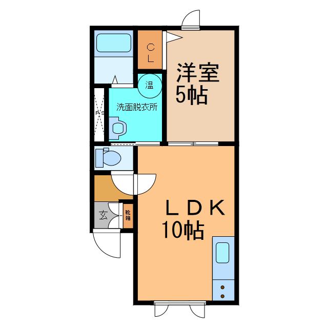 ラピスII(1LDK/2階)の間取り写真