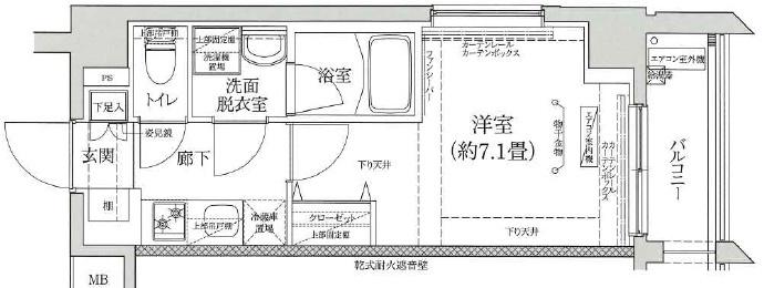 アイルグランデ横浜サウス(1K/2階)の間取り写真