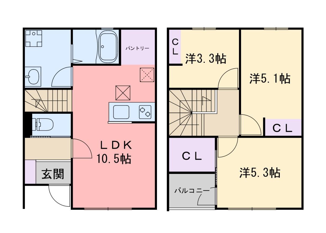 GARDEN VILLAGE 前原北 B(3LDK/1階)の間取り写真