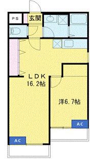 グランドブリックコート(1LDK/2階)の間取り写真