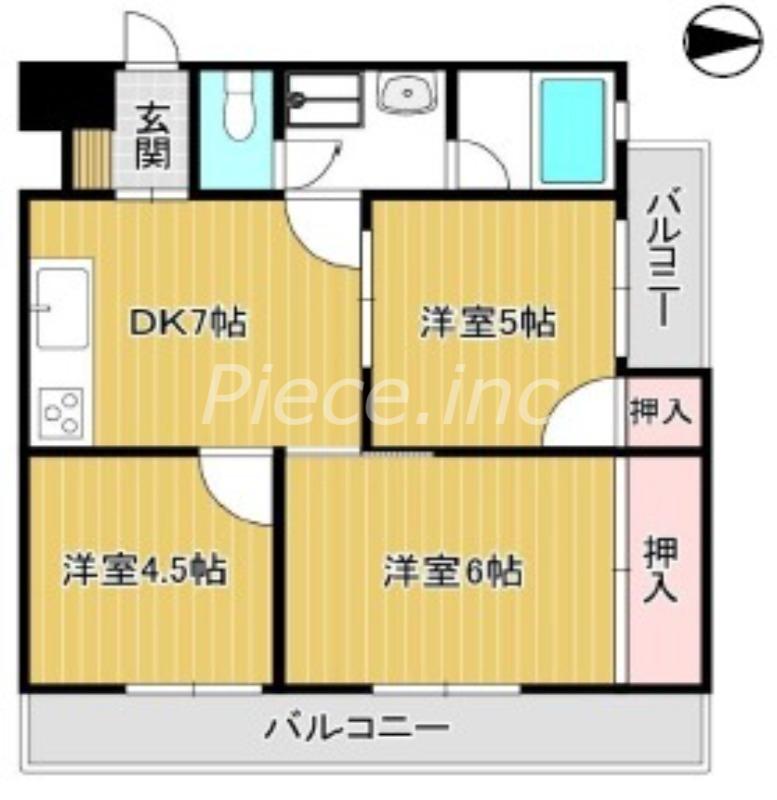 ロイヤルハイツコニシ(3DK/2階)の間取り写真