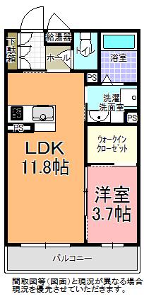 グレースカド IV(1LDK/1階)の間取り写真