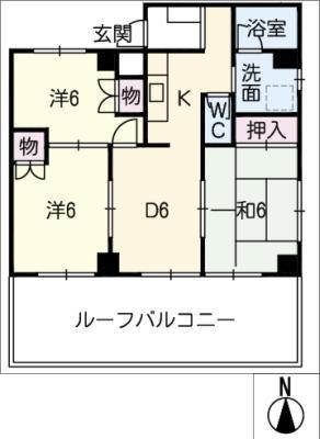 SUNVEIL SHIBATA(3DK/3階)の間取り写真