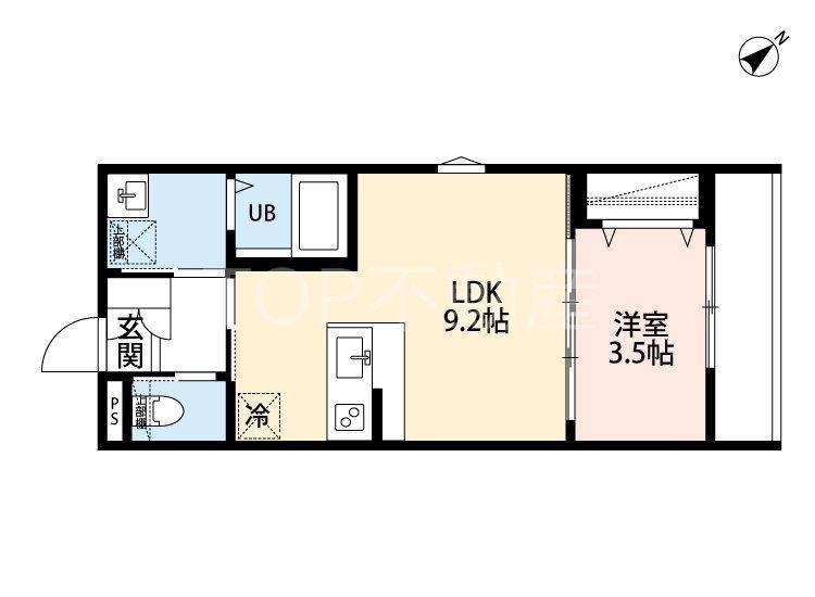 SERENITE VERTE(1LDK/2階)の間取り写真
