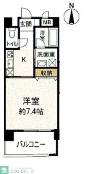 クレスト長筬(1K/2階)の間取り写真
