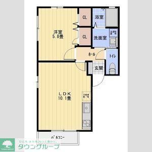 ベルドミールC(1LDK/1階)の間取り写真