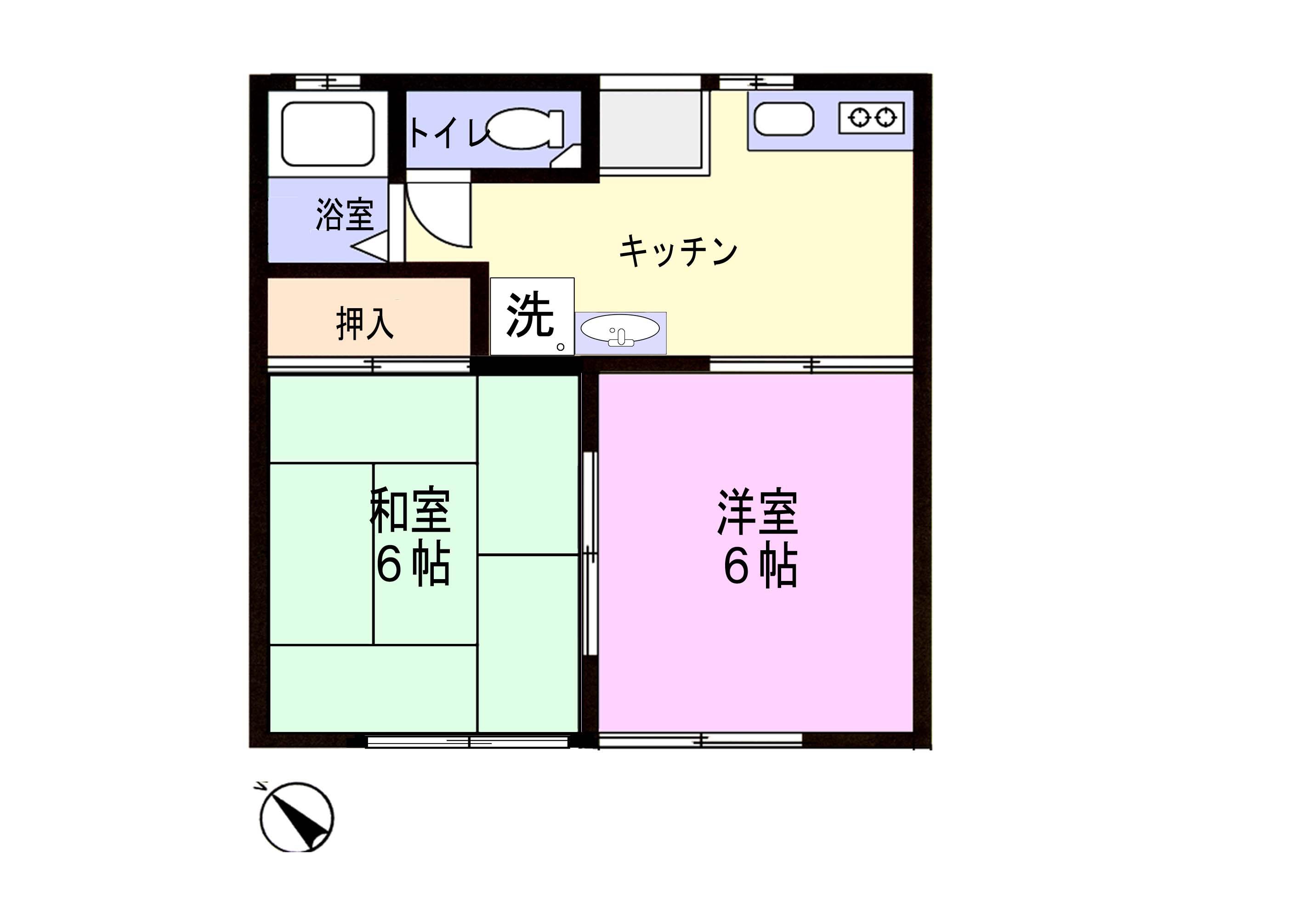 パビリオン三松1番館(2K/1階)の間取り写真