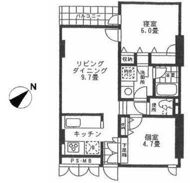 スペラール砧(2LDK/4階)の間取り写真
