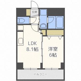 ラピスラズリ(1LDK/6階)の間取り写真