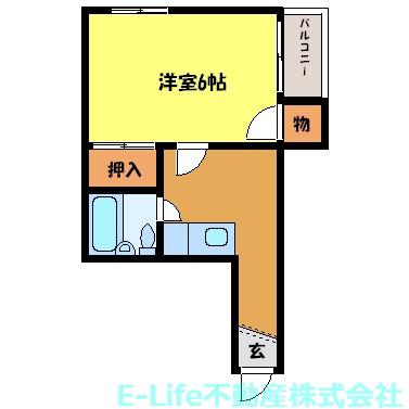 グッドライフ月出(1DK/2階)の間取り写真
