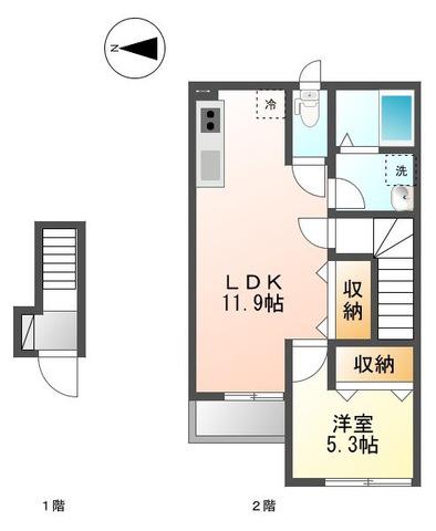 エスペランサ有野(1LDK/2階)の間取り写真