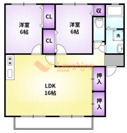 ベルナールII(2LDK/2階)の間取り写真