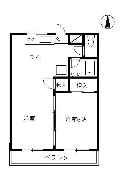 サイラントハイツA(1LDK/2階)の間取り写真
